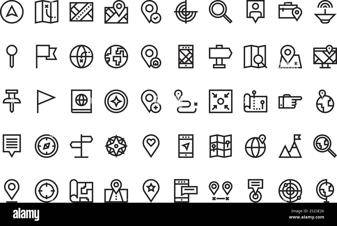 Hochwertige Sammlung von Vektorsymbolen mit editierbarer Kontur. Ideal für professionelle und kreative Projekte. Stock Vektor