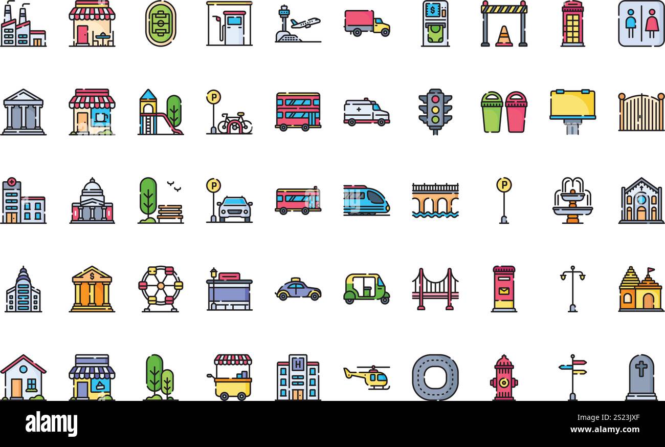 Hochwertige Sammlung von Vektorsymbolen mit editierbarer Kontur. Ideal für professionelle und kreative Projekte. Stock Vektor