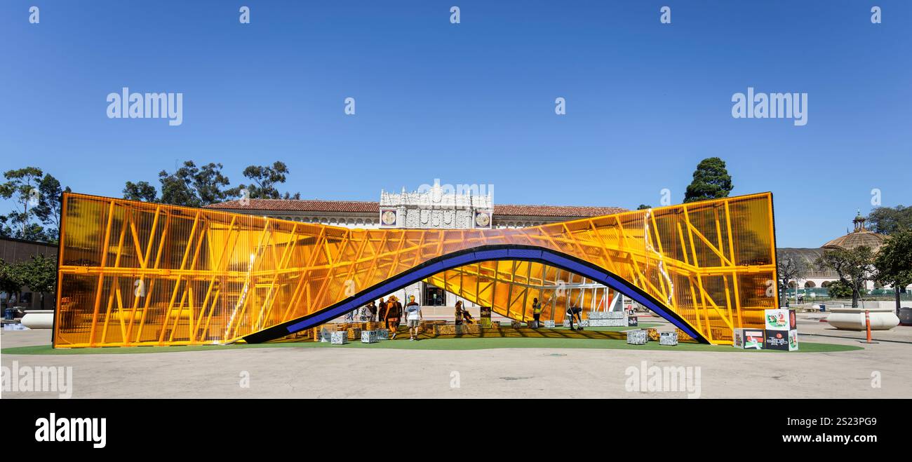 Tauschen Sie den Pavillon im historischen El Prado Complex im Balboa Park, US National Historic Place, San Diego, Kalifornien Stockfoto