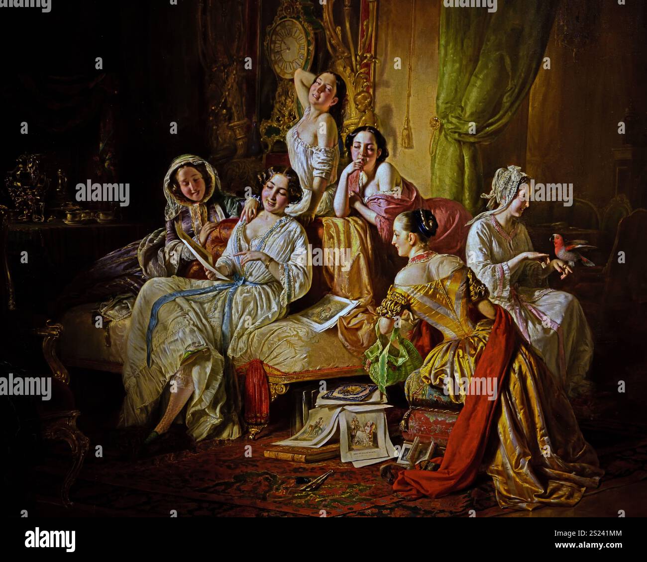 Mädchen nach dem Ball (der Morgen nach dem Maskerade Ball 1850 von Jozsef Borsos 1821-1883 Fine Art Museum, Ungarisch, Ungarn, Stockfoto