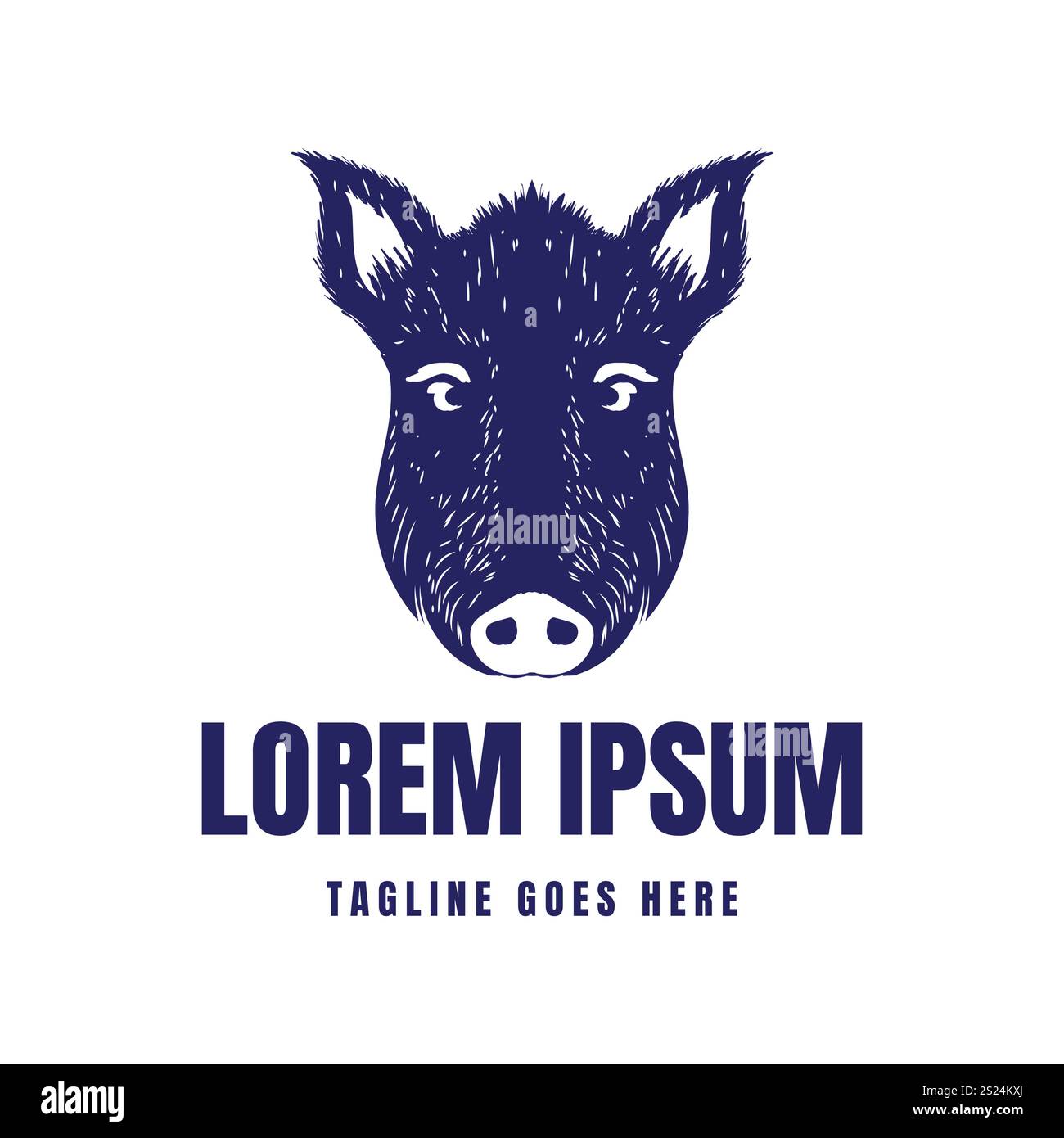 Vintage Hand gezeichnetes Schwein Warzenschwein Wildschwein Kopf Gesicht für Haustierfarm oder Jagd Logo Design Vektor Stock Vektor