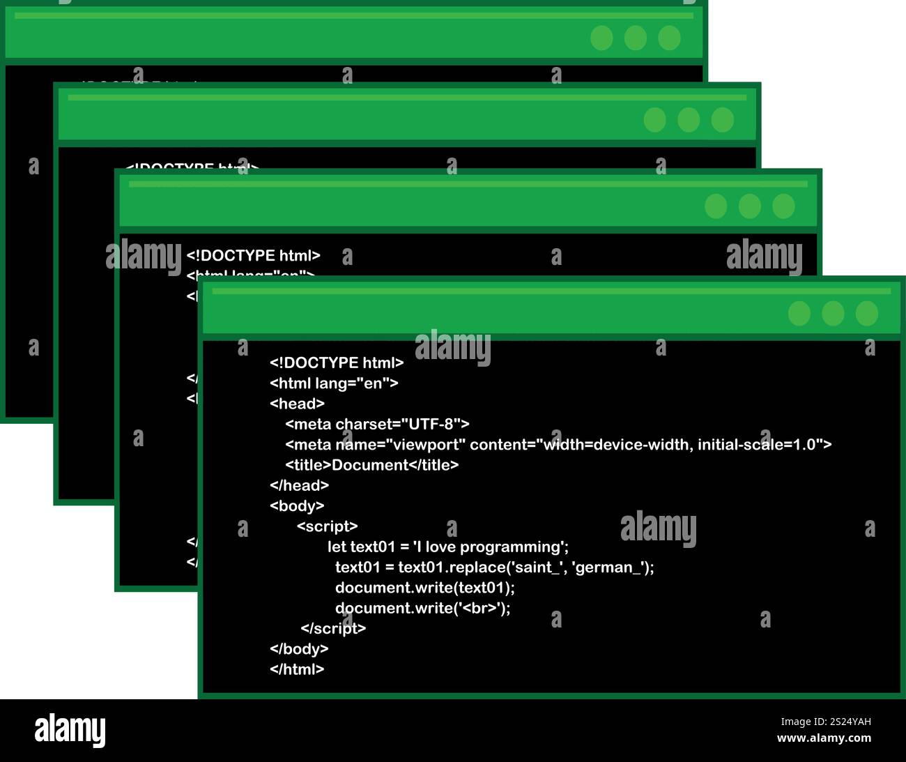 Vektorabbildung Terminals cmd-Eingabeaufforderung mit einer Programmiercode-Software Stock Vektor