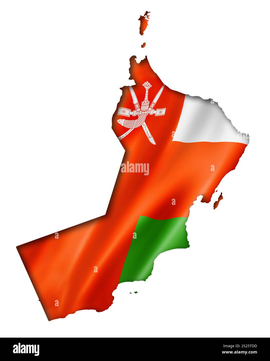 Oman-Flagge abzubilden, drei dimensionalen Render, isoliert auf weiss Stockfoto