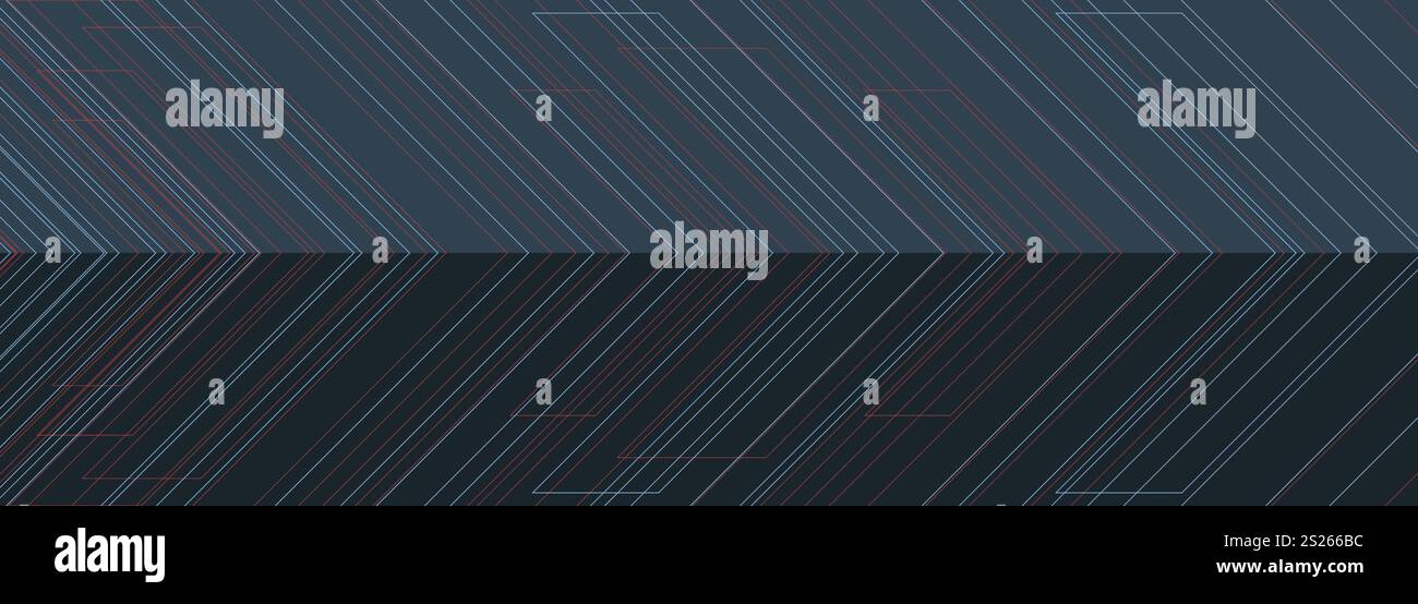 Hintergrund für abstrakte Vektorpfeile. Farbige dynamische Pfeile umranden auf dunkelblauem abstraktem 3D-Banner. Vektorabbildung Stock Vektor