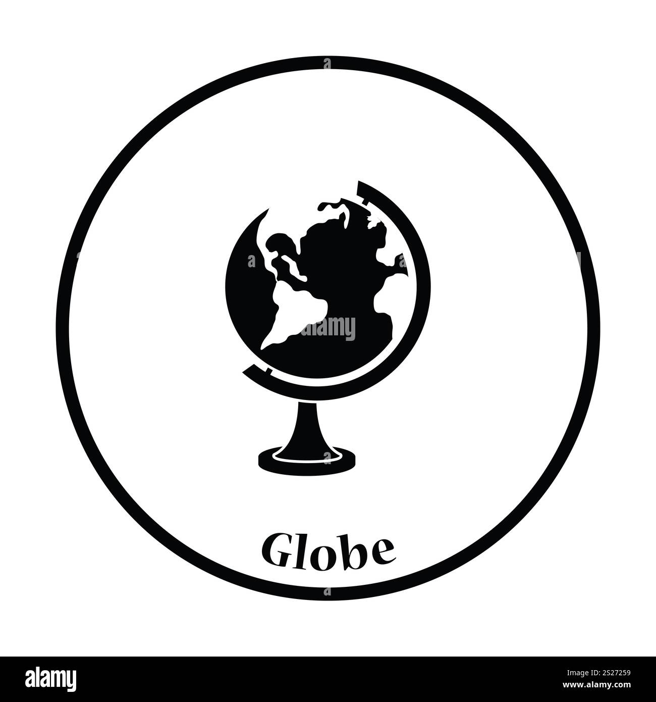 Symbol der Globe. Dünne Kreiskonstruktion. Stockfoto