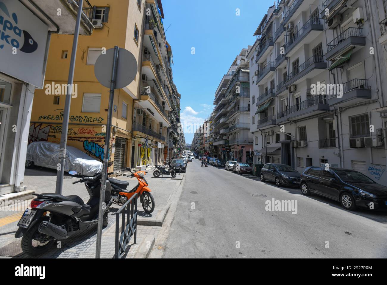 Thessaloniki: Kassandrou Straße. Griechenland. Stockfoto