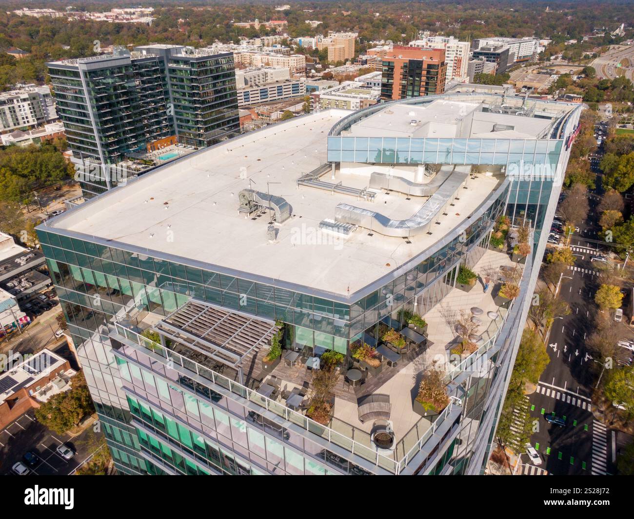 Verschiedene Bilder der Drone am Tag von Downtown Raleigh North Carolina Stockfoto
