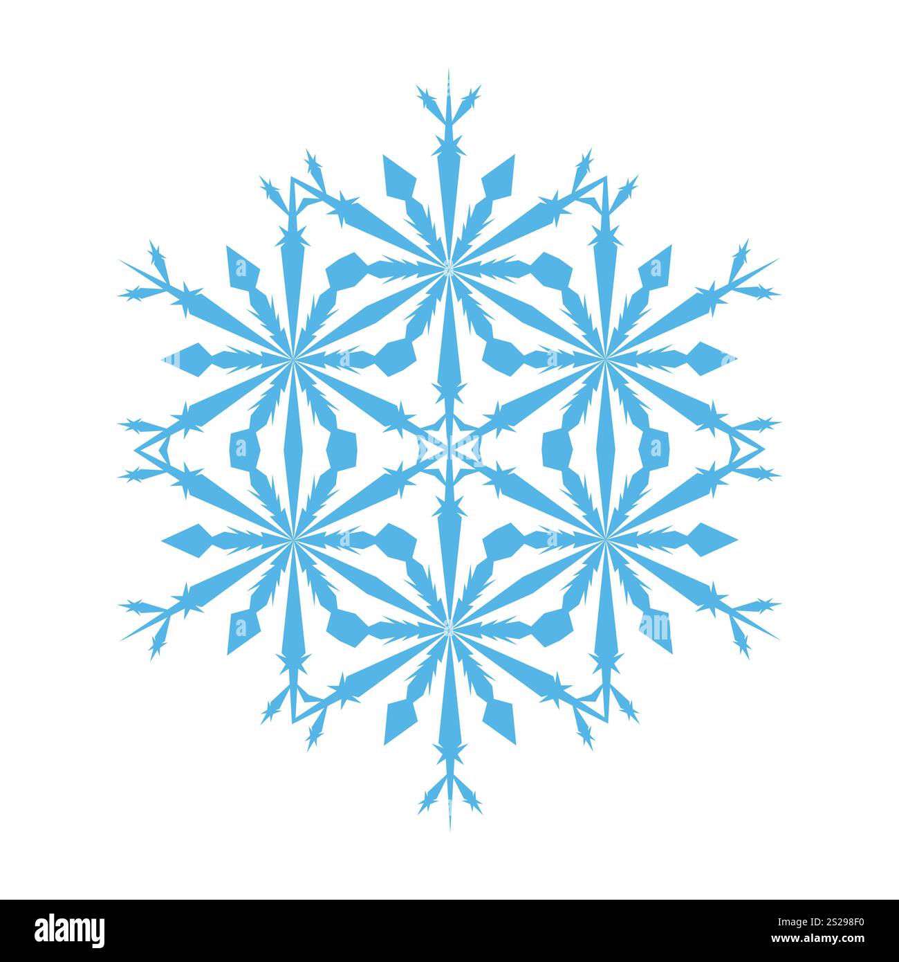 Schneeflocke verzierten. Blau auf Weiß. Vector Illustration. Stockfoto