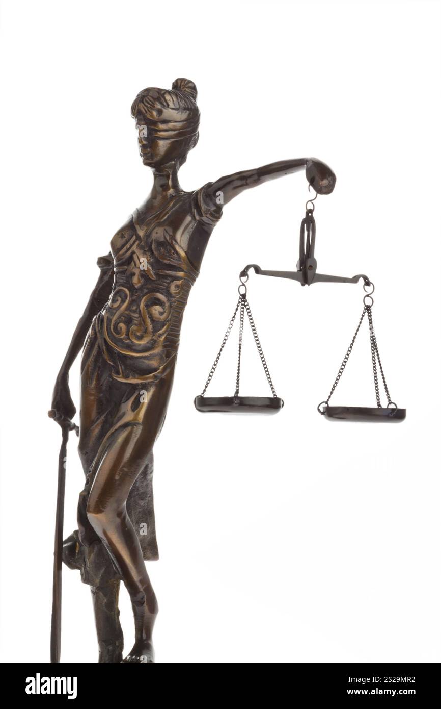 Eine Gerechtigkeit Figur mit Waage. Recht und Gerechtigkeit, Eine Gerechtigkeit-Figur mit Waage. Recht und Gerechtigkeit. Österreich Stockfoto