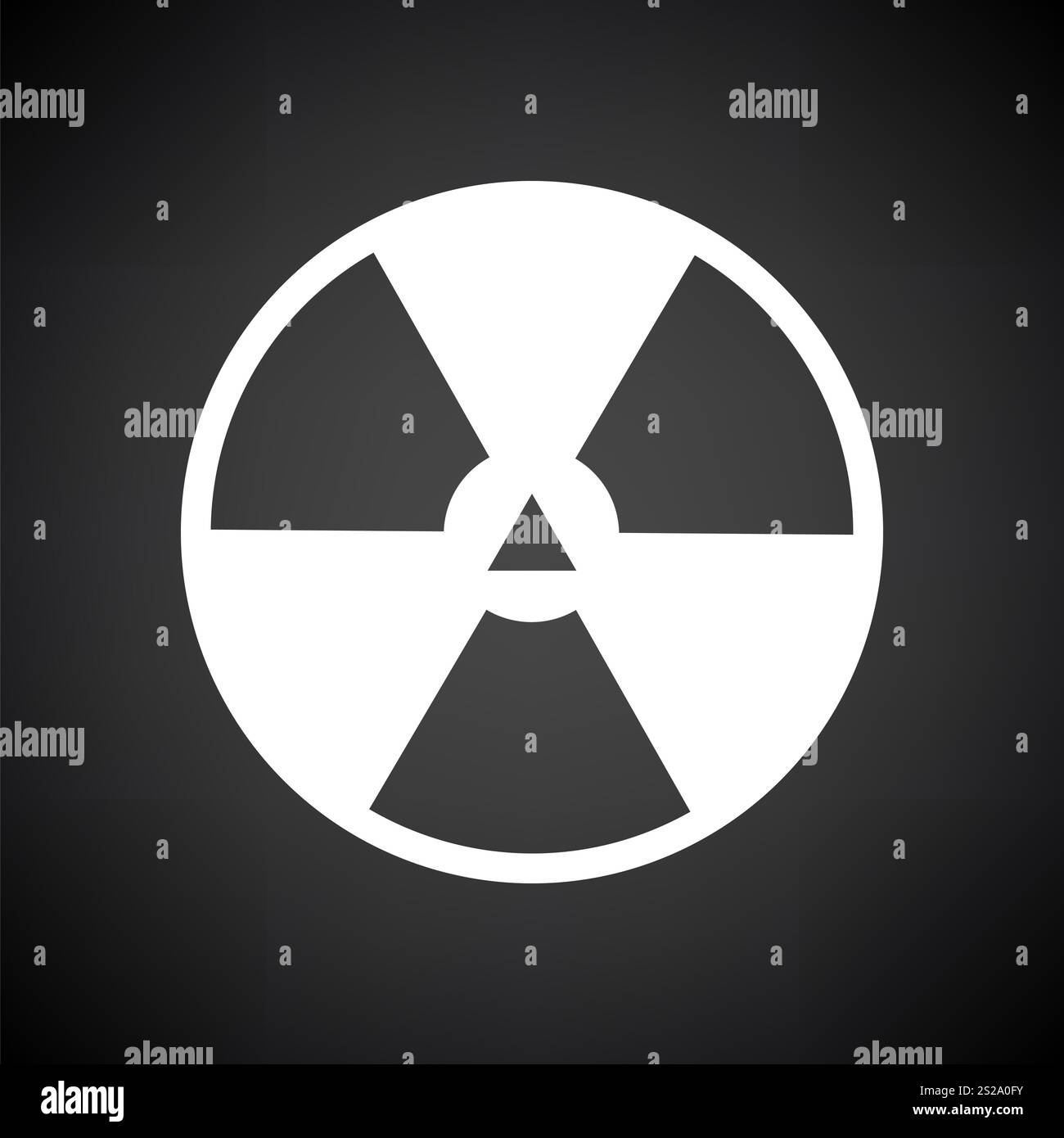 Strahlung Symbol. Weiß auf schwarzem Hintergrund. Vector Illustration. Stockfoto