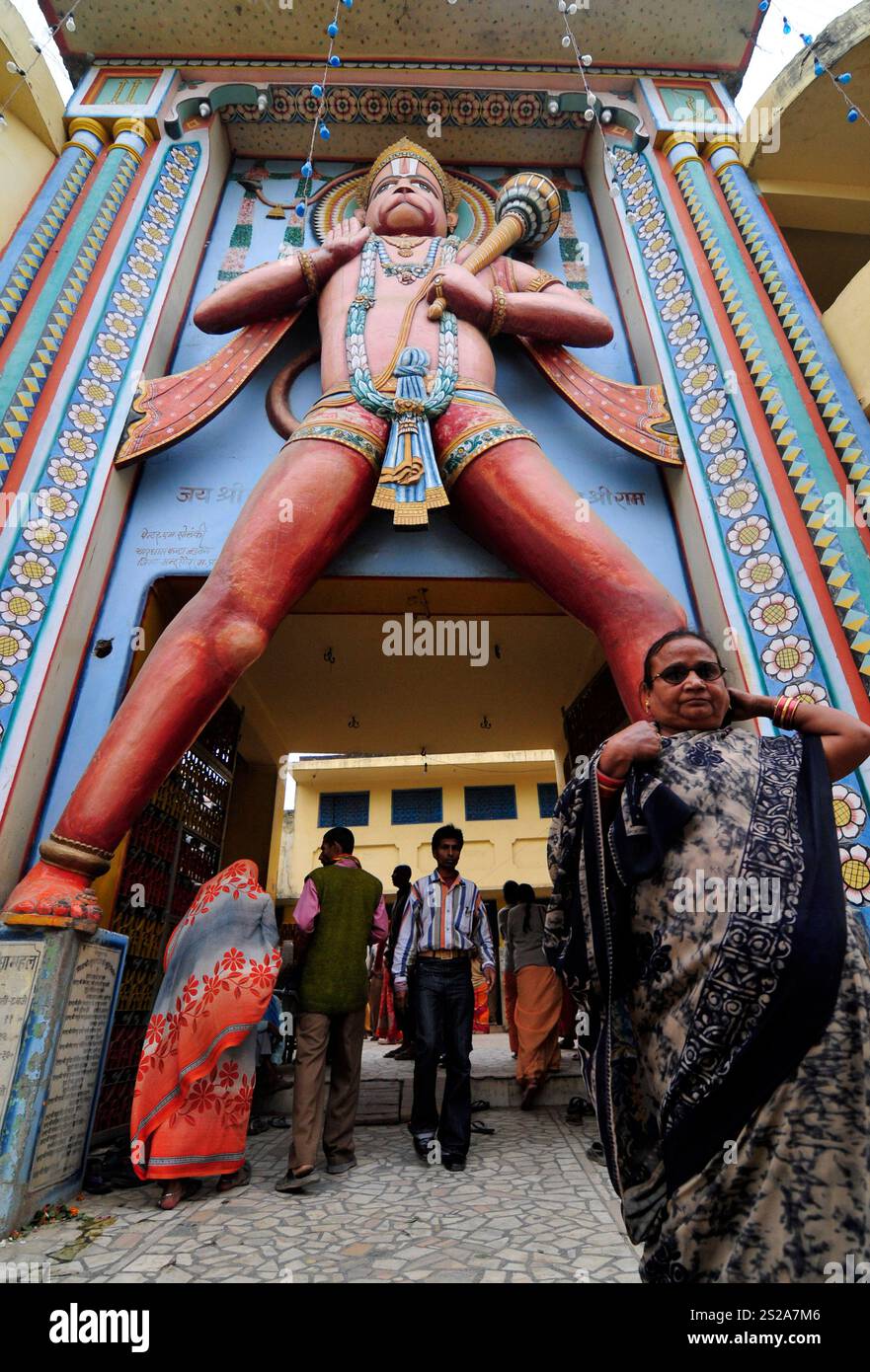 Shri Bade Hanuman Ji Tempel in Ayodhya, Uttar Pradesh, Indien. Stockfoto