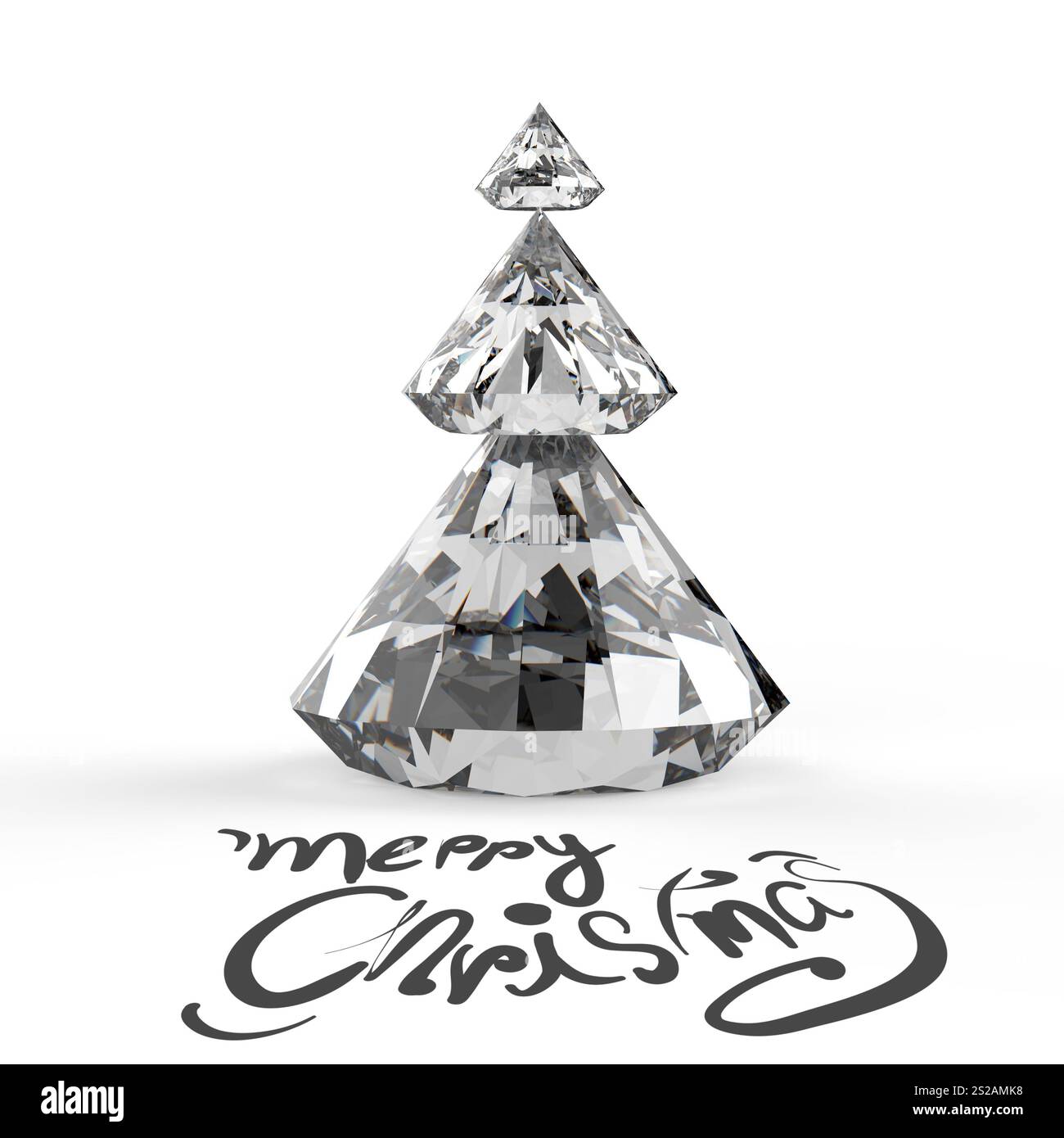 Weihnachtskarte mit Diamanten Christmas tree 3d Stockfoto