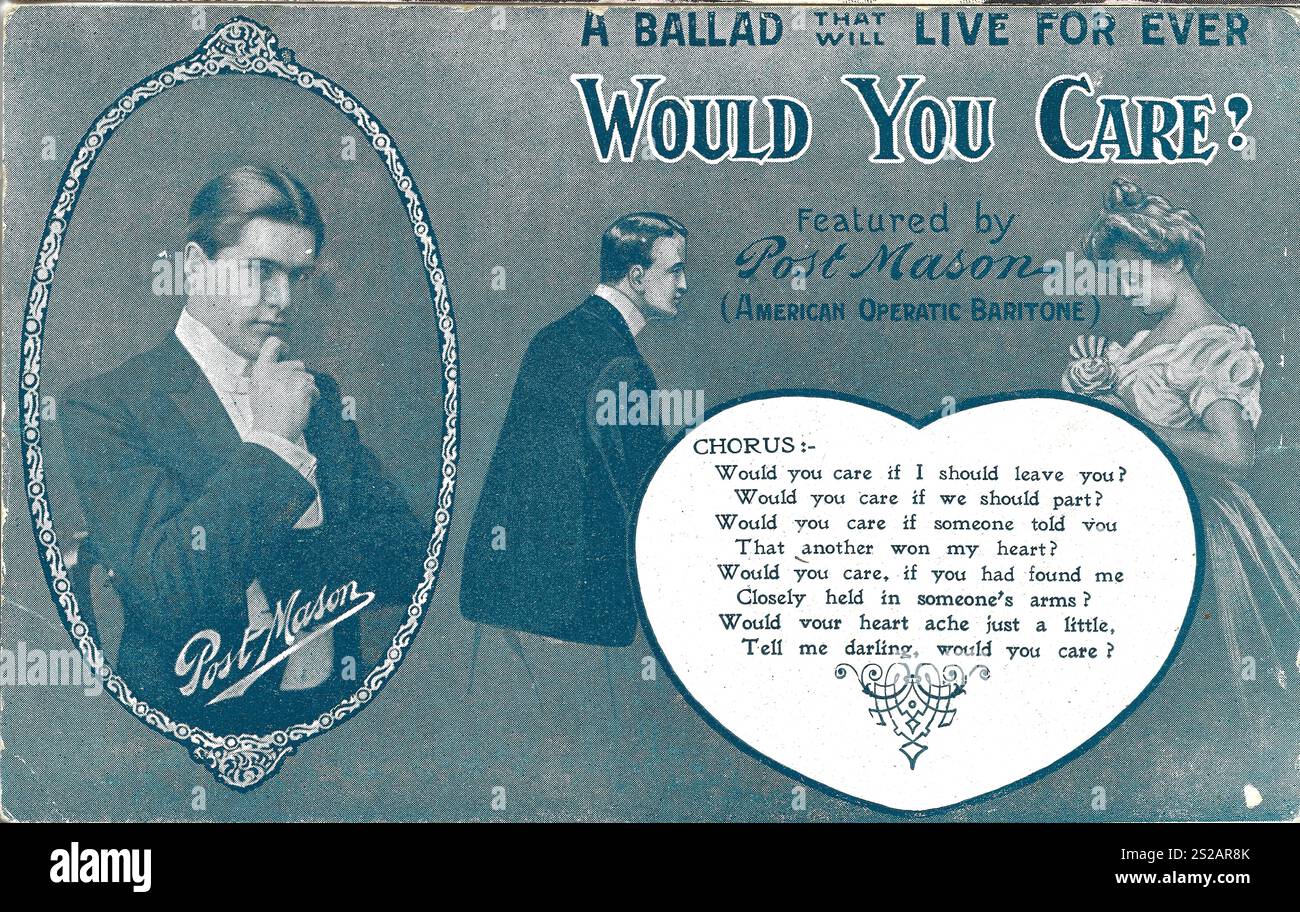 Post Mason – Werbung für ein Lied von Post Mason aus den frühen 1900er Jahren Stockfoto