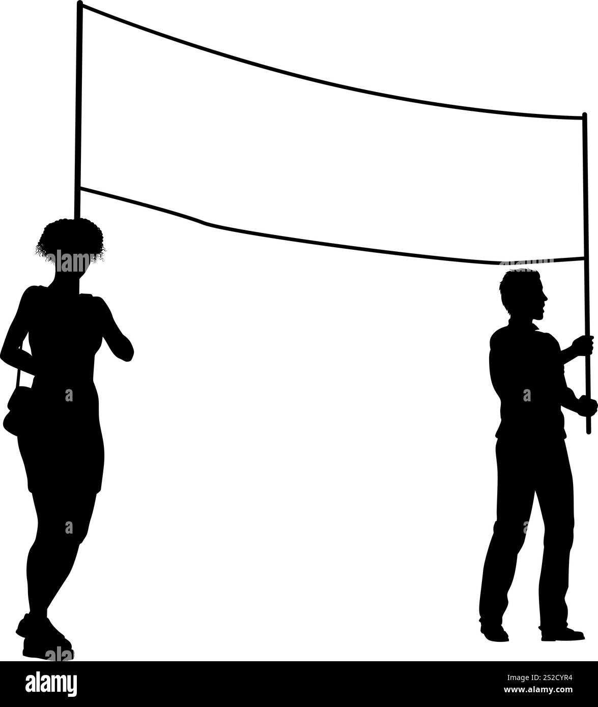 Banner Silhouette protestiert beim Marsch-Rally-Streik Stock Vektor