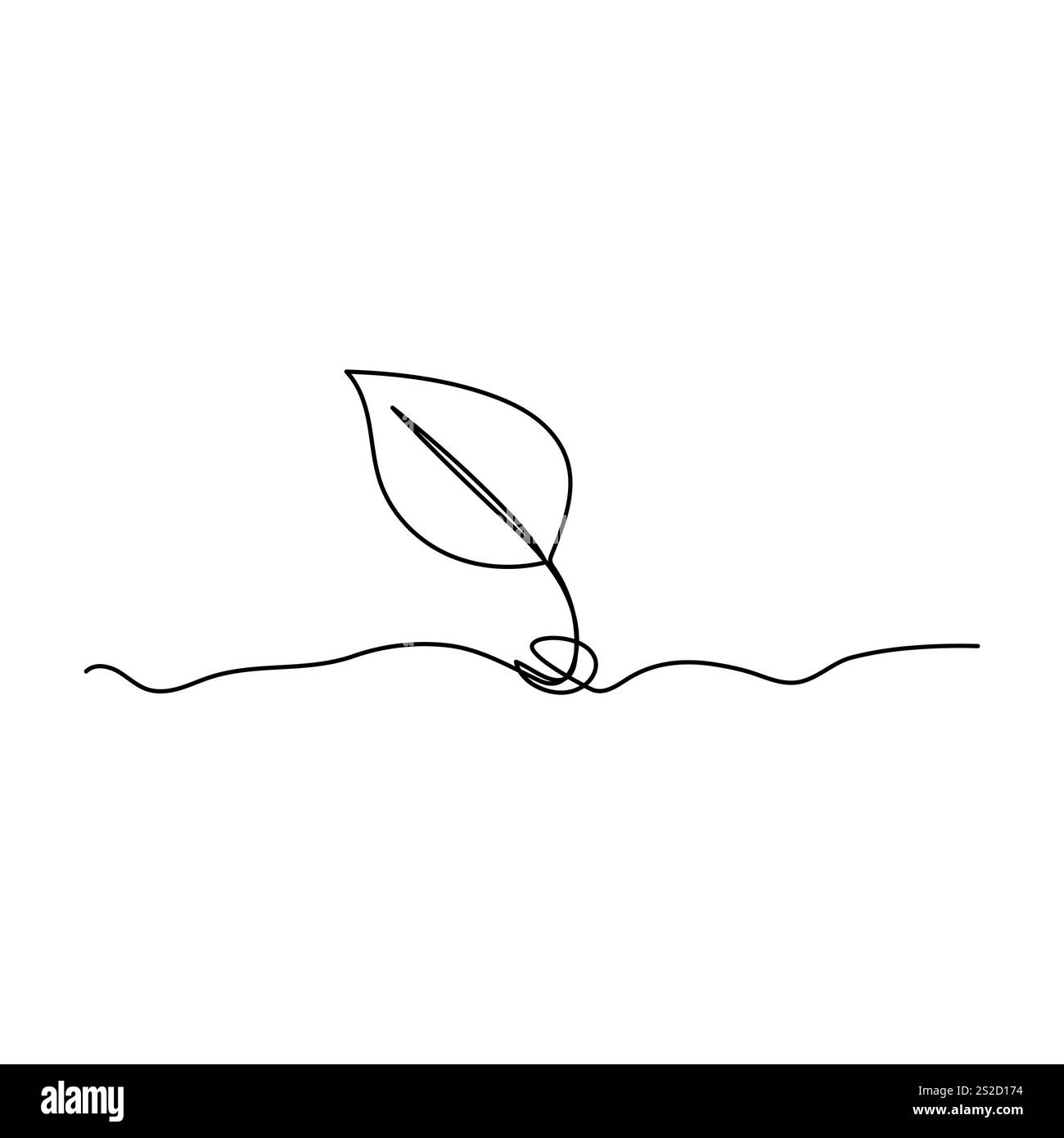 Durchgehende eine Linie Pflanzenwachstum Baum Umrissvektor Kunst Illustration, Stock Vektor