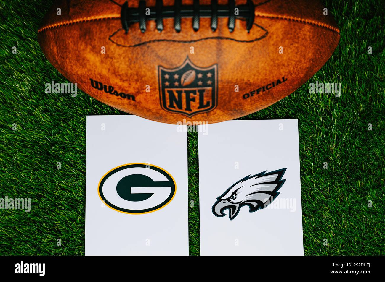 PHILADELPHIA, 6. JANUAR 2025: Green Bay Packers vs. Philadelphia Eagles, NFL Wild Card Round. Ein American Football-Spiel für die Saison 2025. Datei Pho Stockfoto