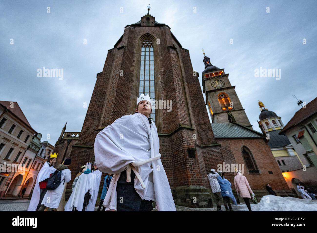 Hradec Kralove, Tschechische Republik. Januar 2025. Die Geldsammlung der drei Könige in Hradec Kralove, Tschechische Republik, 7. Januar 2025. Quelle: David Tanecek/CTK Photo/Alamy Live News Stockfoto