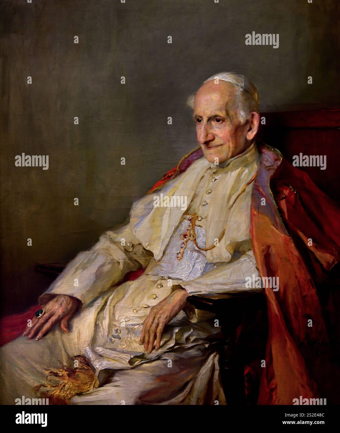 Porträt von Papst Leo XIII. 1900 von Fülöp László 1869-1937 Museum für schöne Kunst, Ungarisch, Ungarn Stockfoto