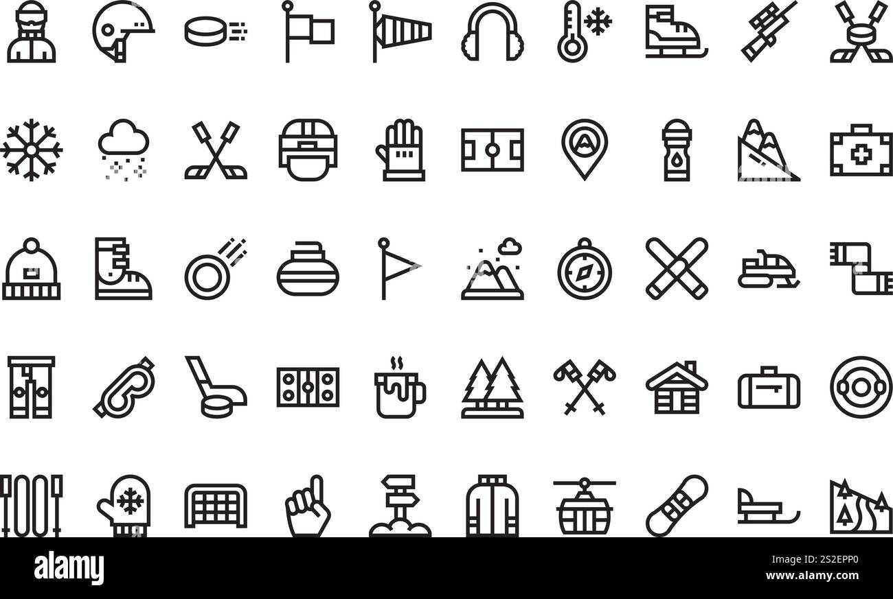 Hochwertige Sammlung von Vektorsymbolen mit editierbarer Kontur. Ideal für professionelle und kreative Projekte. Stock Vektor