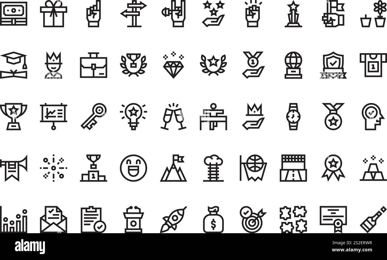 Hochwertige Sammlung von Vektorsymbolen mit editierbarer Kontur. Ideal für professionelle und kreative Projekte. Stock Vektor