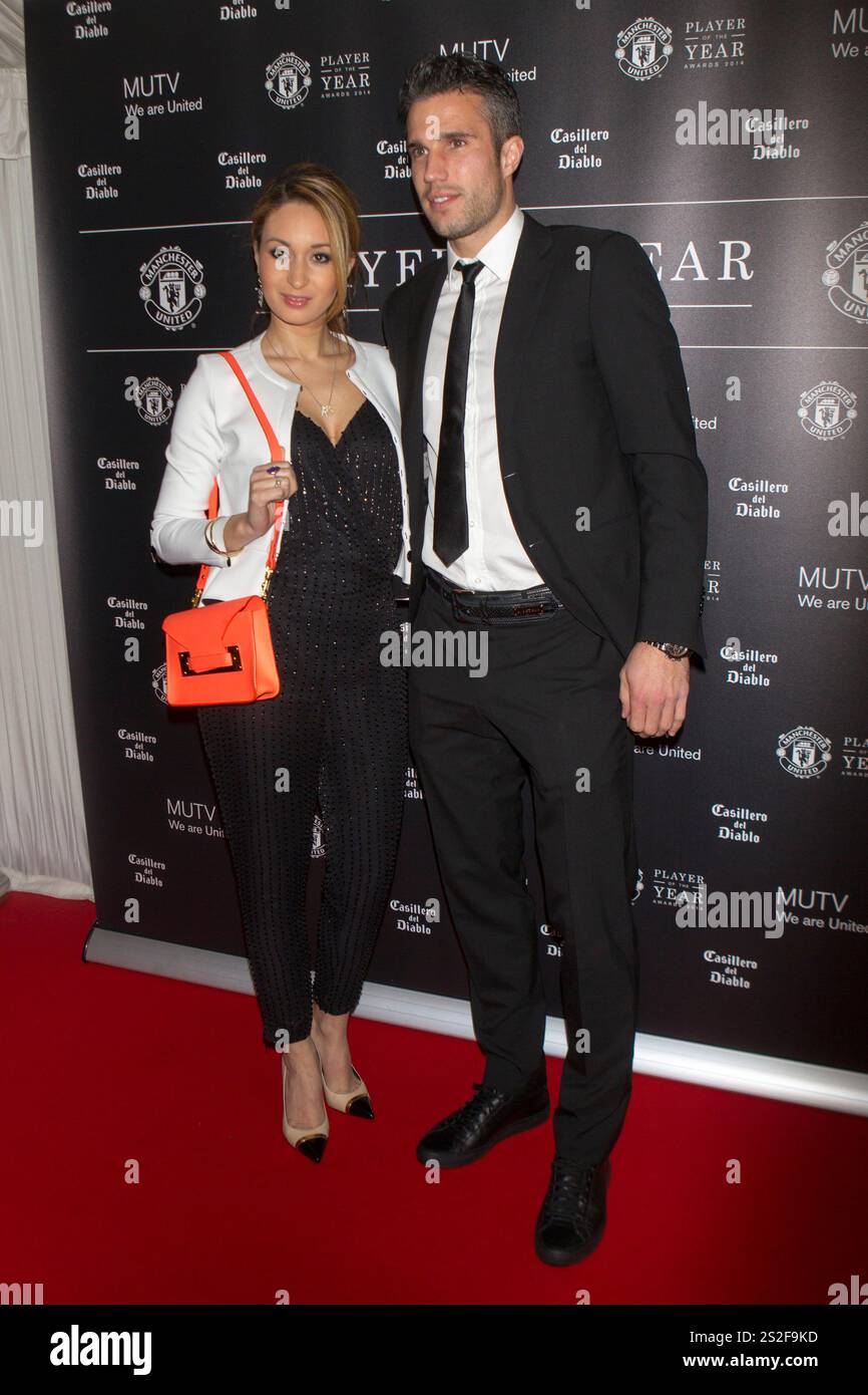 Bouchra van Persie und Robin van Persie kommen zum Manchester United Player of the Year 2014 Award Old trafford Manchester UK Stockfoto
