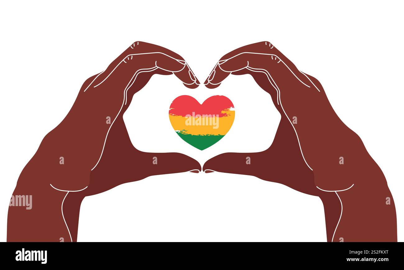 Der schwarze Monat der Geschichte feiert Banner mit menschlichen Händen, die Herz bilden. Vektorabbildung Stock Vektor