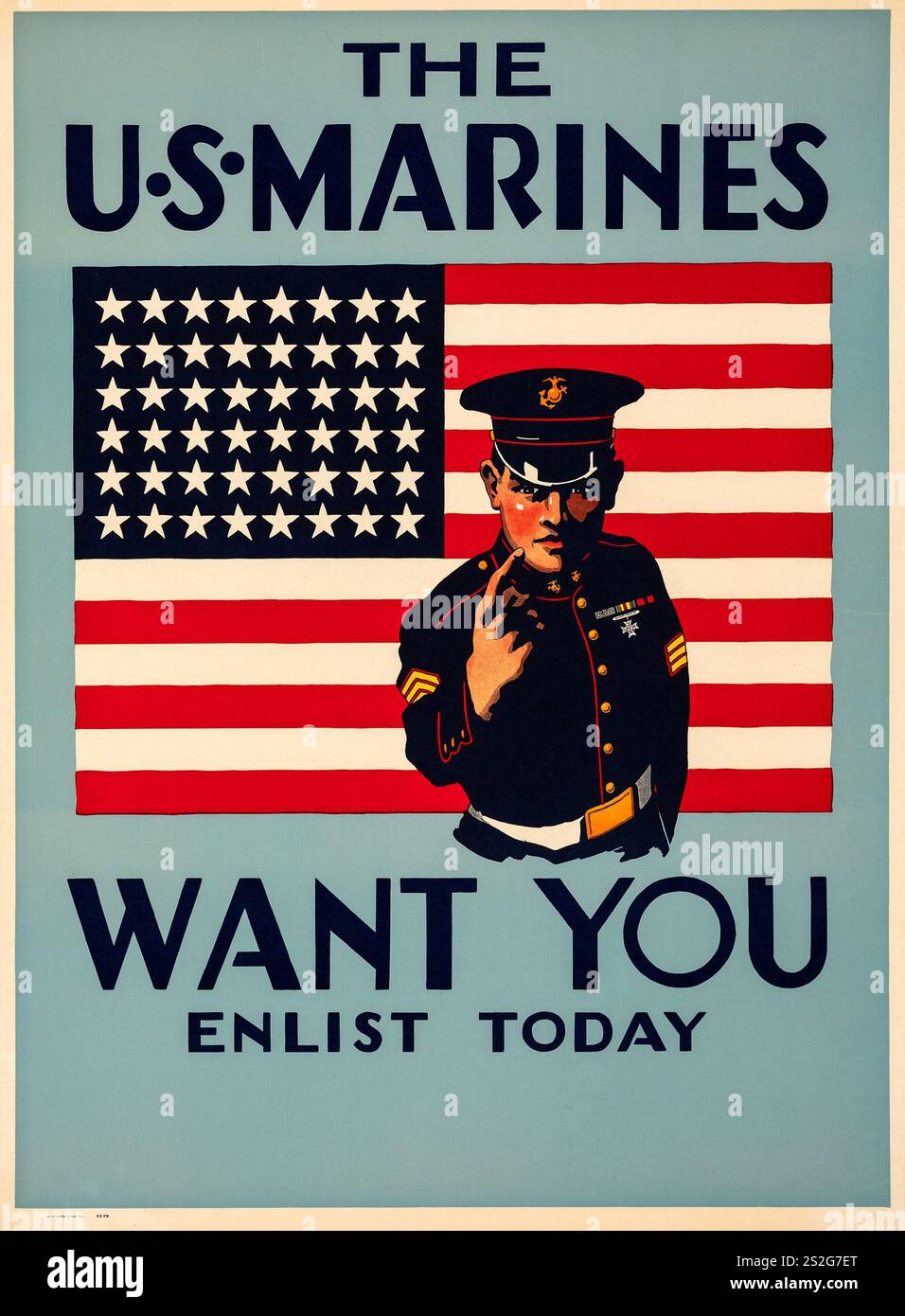 The U.S. Marines Want You, Enlist Today – Propaganda-Poster des Zweiten Weltkriegs (U.S. Government Printing Office, 1940) Stockfoto