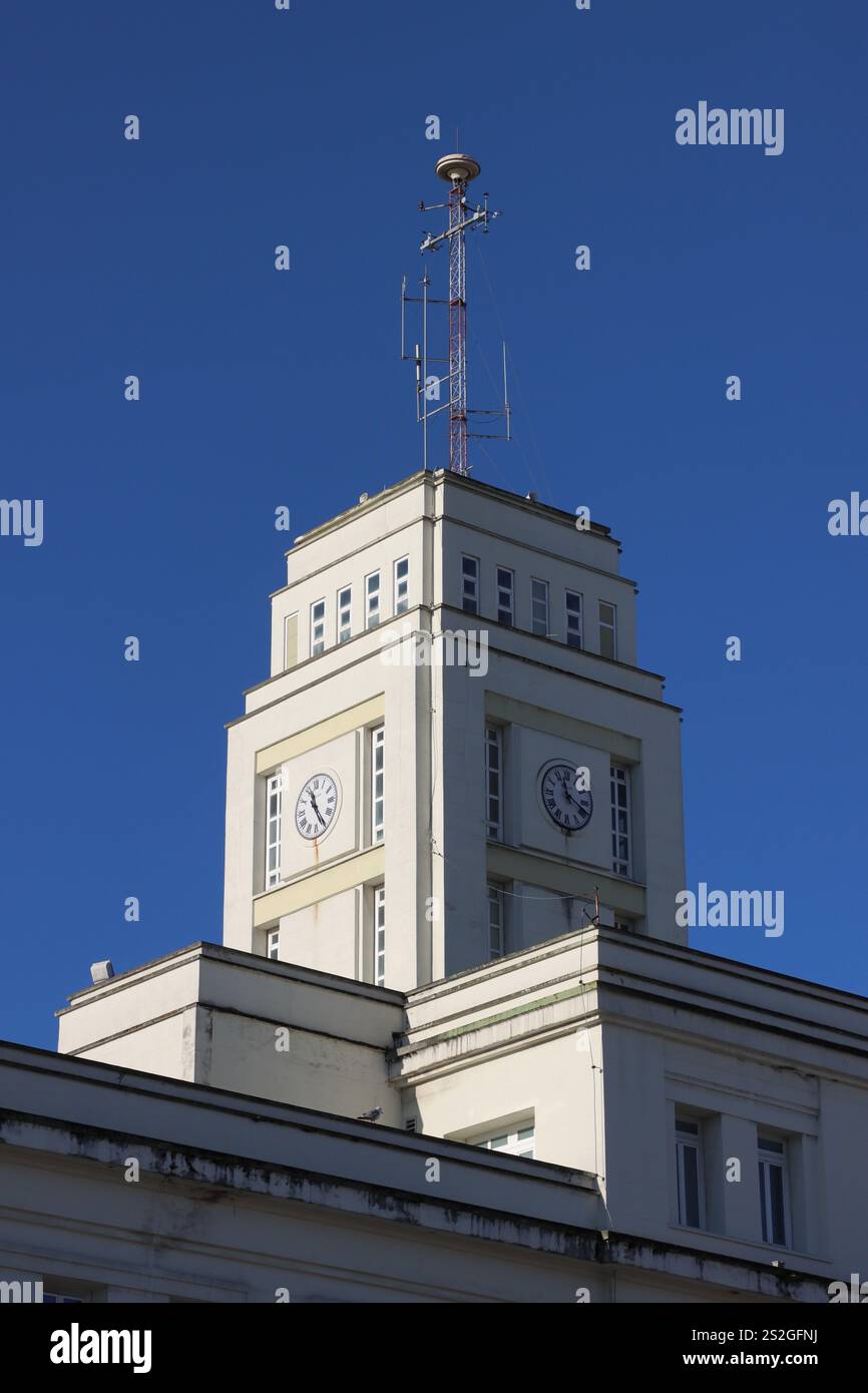 Uhrturm von der Hauptpost, Gebäude, A Coruna, Galicien, Spanien Stockfoto