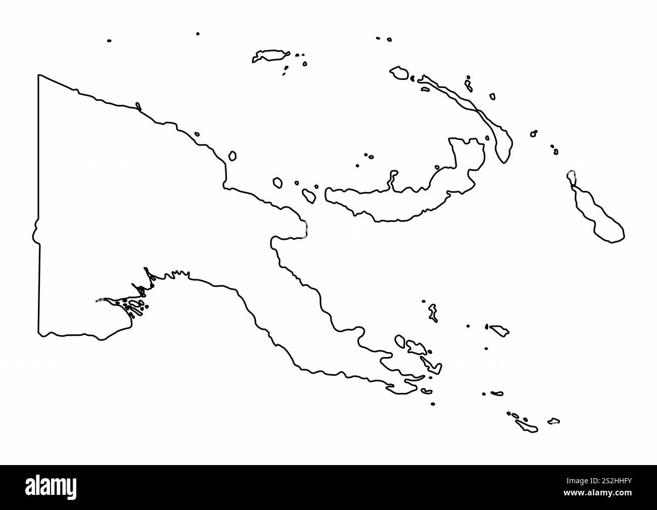 Papua-Neuguinea-Umrisskarte isoliert auf weißem Hintergrund Stock Vektor