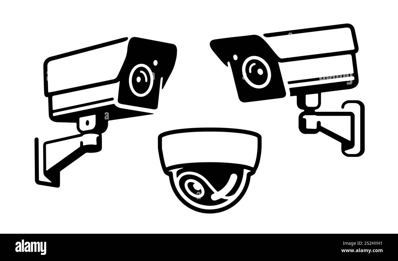 Videokamera-Symbol. Symbol für Überwachungsgeräte. Moderne Technologien für Sicherheit, Überwachung und Schutz Stock Vektor