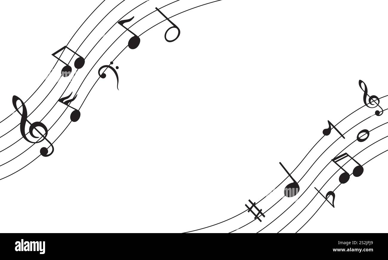 Musiknoten auf weißem Hintergrund. Vektor-Illustration von Musiknoten. Stock Vektor