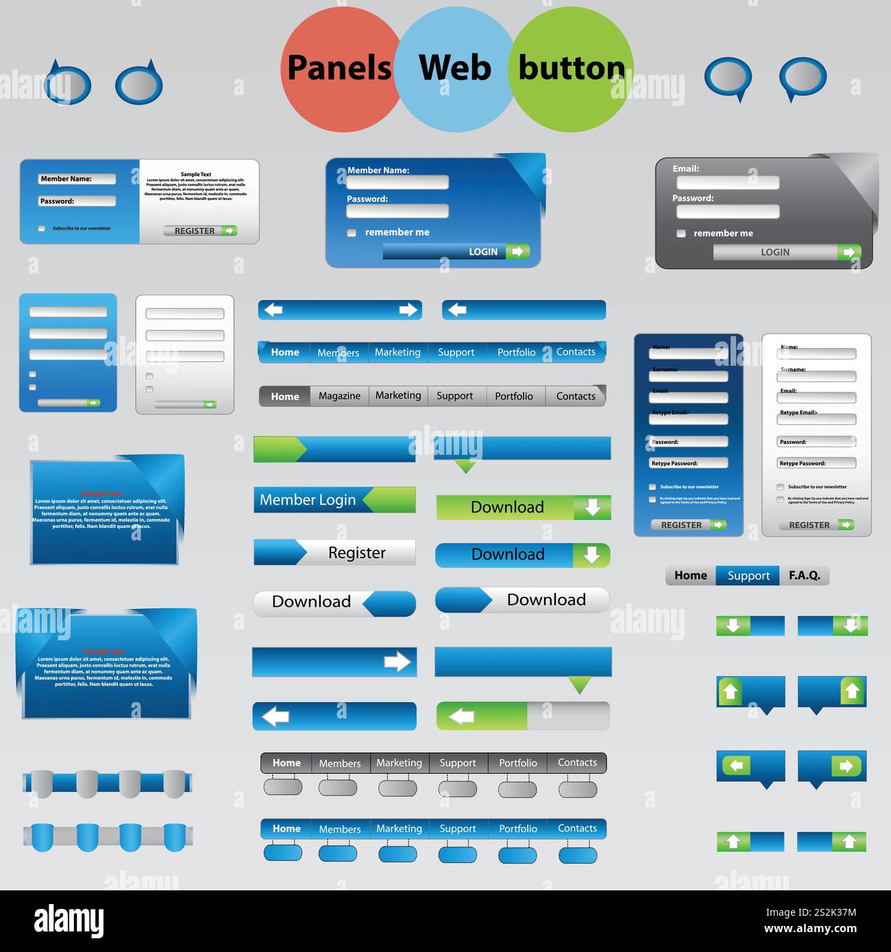 Große Auswahl an Web-Panels, Schaltflächen für Ihre Ideen. EPS 10 Stock Vektor