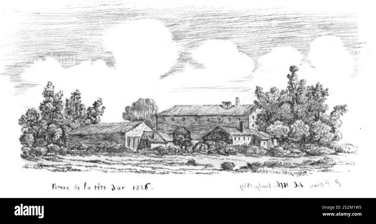 Ferme de la Tête d'Or en 1836. Stockfoto