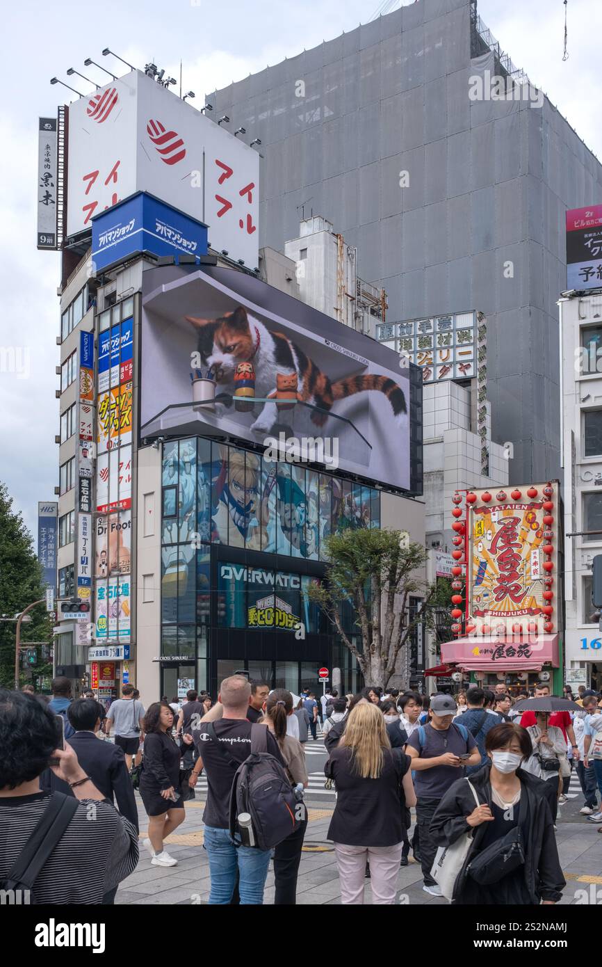 3D-Katzenwerbung in Shinjuku Tokio Japan Stockfoto