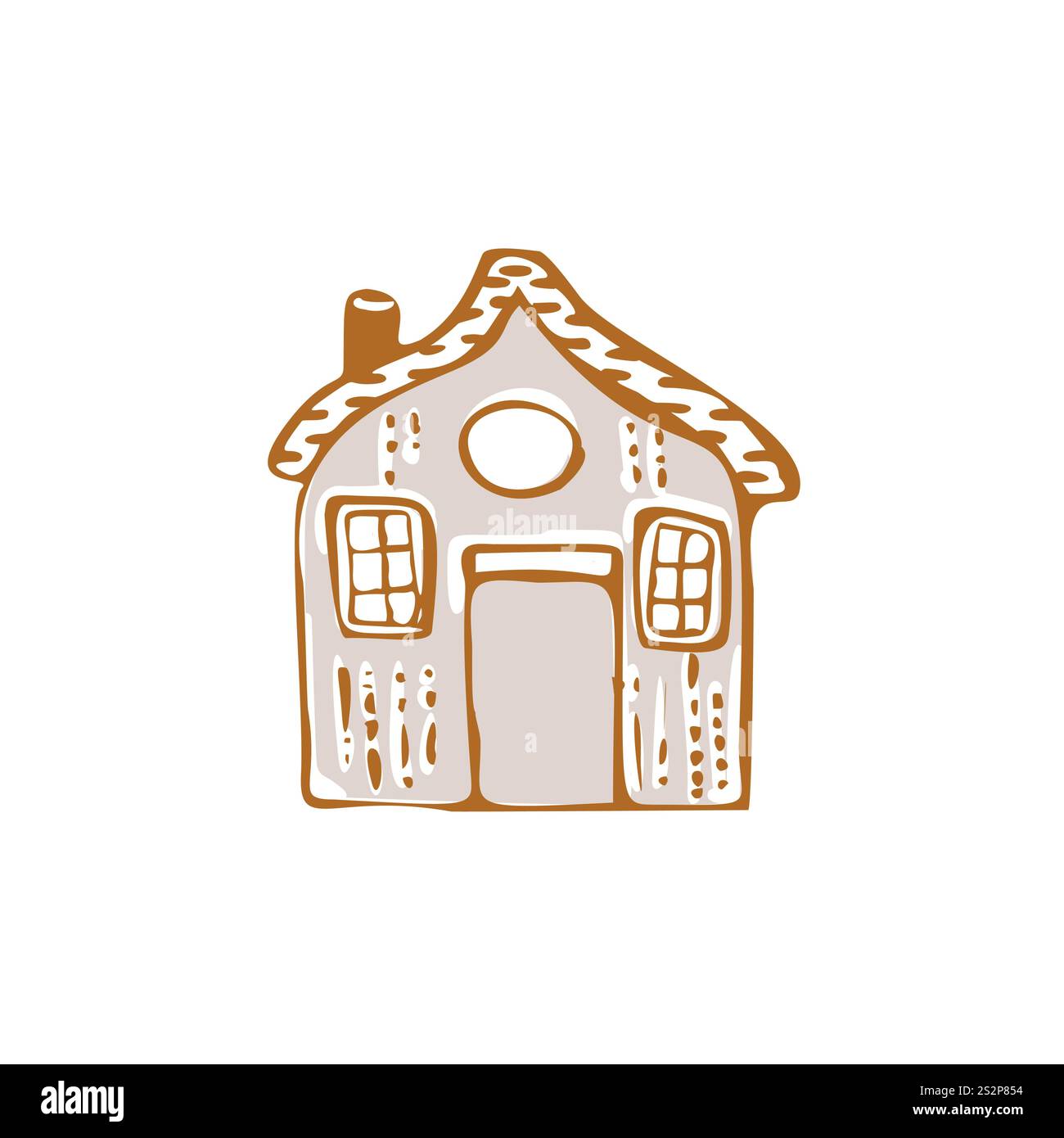 Skurrile Schneetür Ikone mit festlichem Weihnachtsmotiv im dezember . Winterurlaub soziale Medien niedliches handgezeichnetes festliches Heimkarten-Designelement Stock Vektor