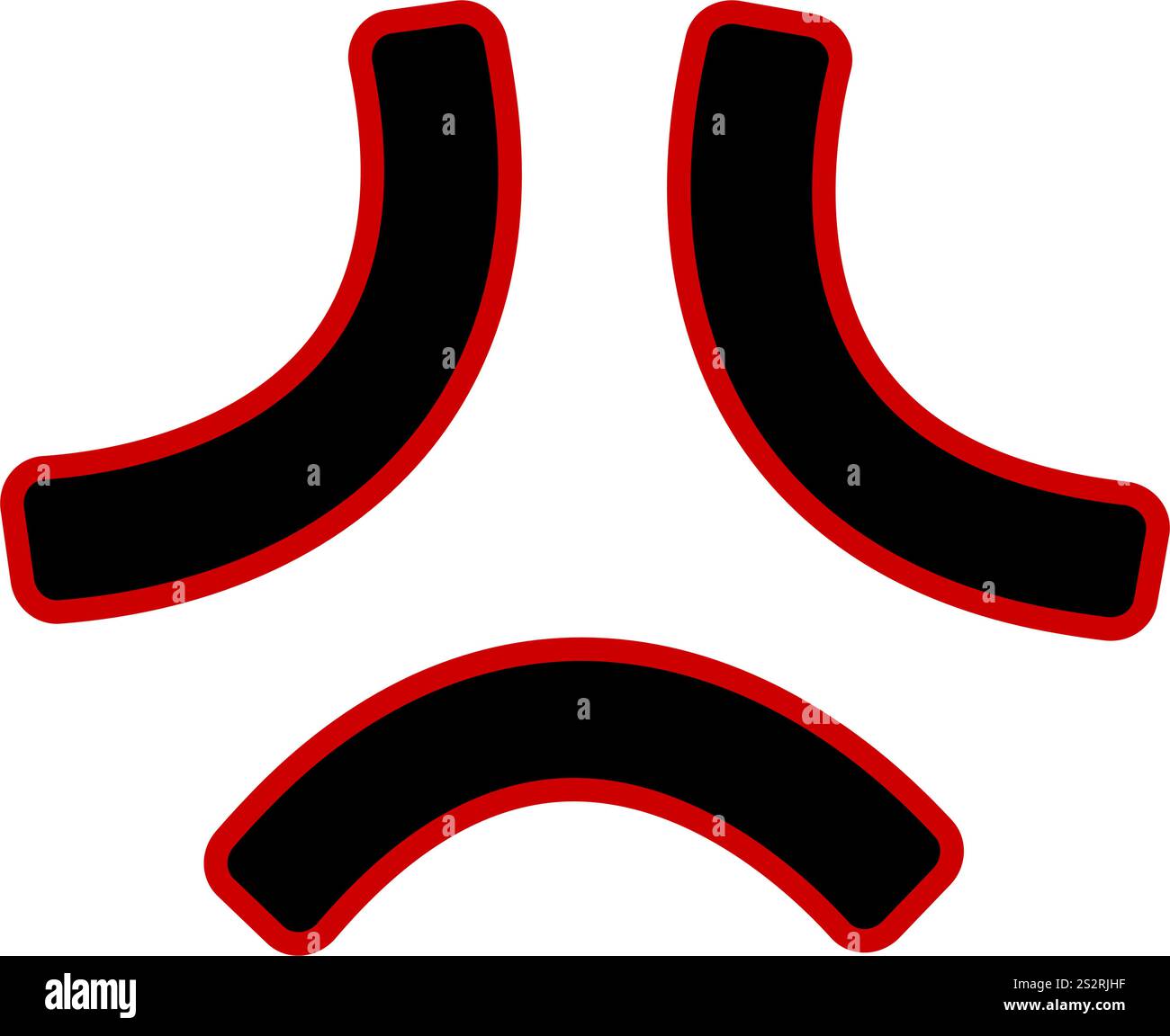 Drei sich kreuzende Adern. Symbol für Wut- oder Irritationseffekte in Comics im Anime- oder Manga-Stil. Wütende Emotion-Zeichentrickschild isoliert auf weißem Hintergrund. Manpu-Piktogramm. Illustration der Vektorabwicklung. Stock Vektor