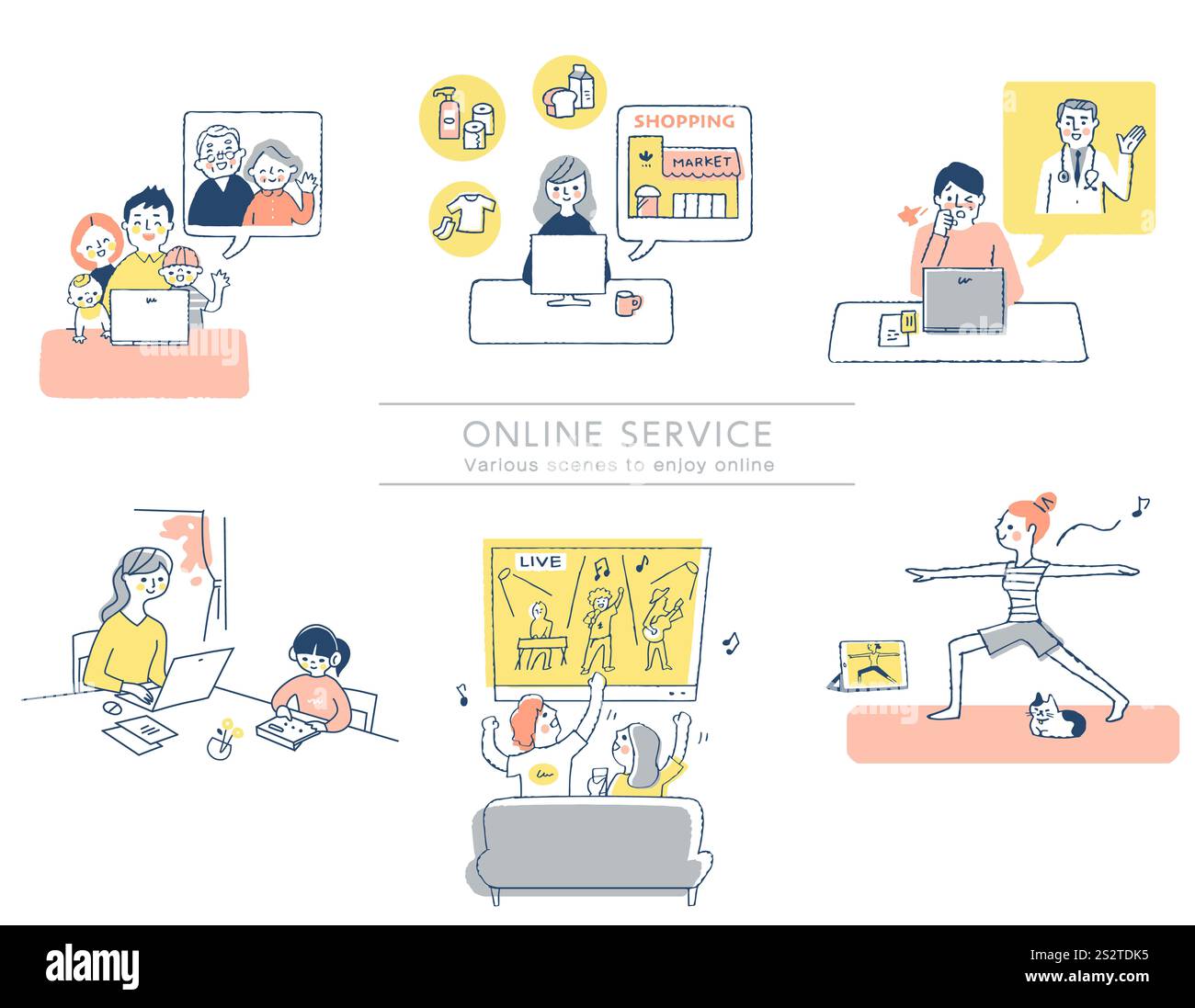 Verschiedene Szenarien für Online-Services Stockfoto