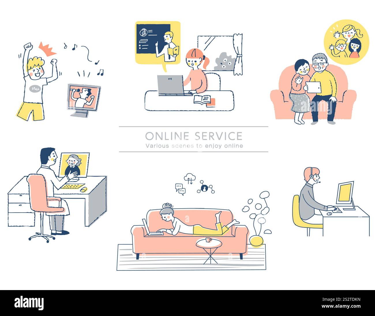 Verschiedene Szenarien für Online-Services Stockfoto