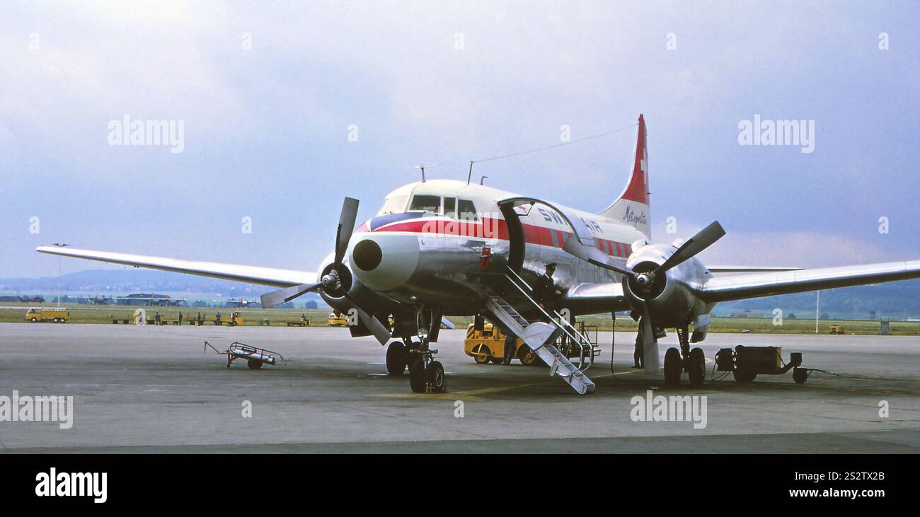 Swissair Convair CV-440 Metropolitan Propellerflugzeug am Flughafen Stuttgart-Echterdingen Stockfoto