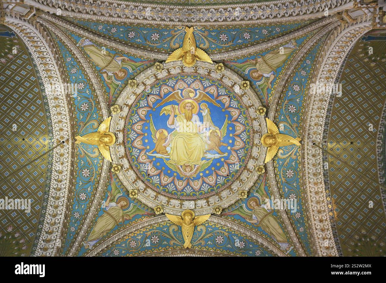 Basilika Notre-Dame de Fourviere, Lyon, Auvergne-Rhone-Alpes, Frankreich, Europa Stockfoto