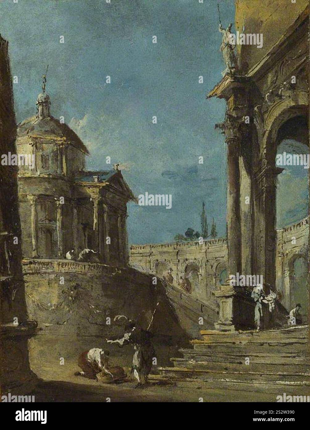 Francesco Guardi (1712-1793) - ein architektonischer Caprice mit einem Gebäude im palladianischen Stil Stockfoto