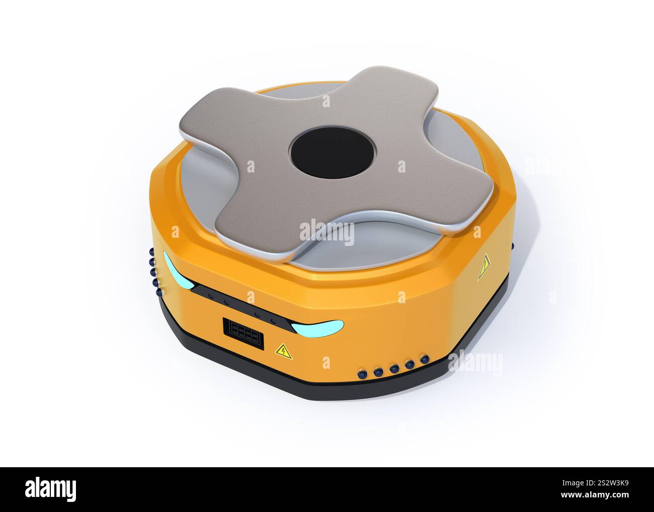 Konzeptbild eines autonomen kollaborativen AMR-Roboters auf weißem Beutel. Stockfoto