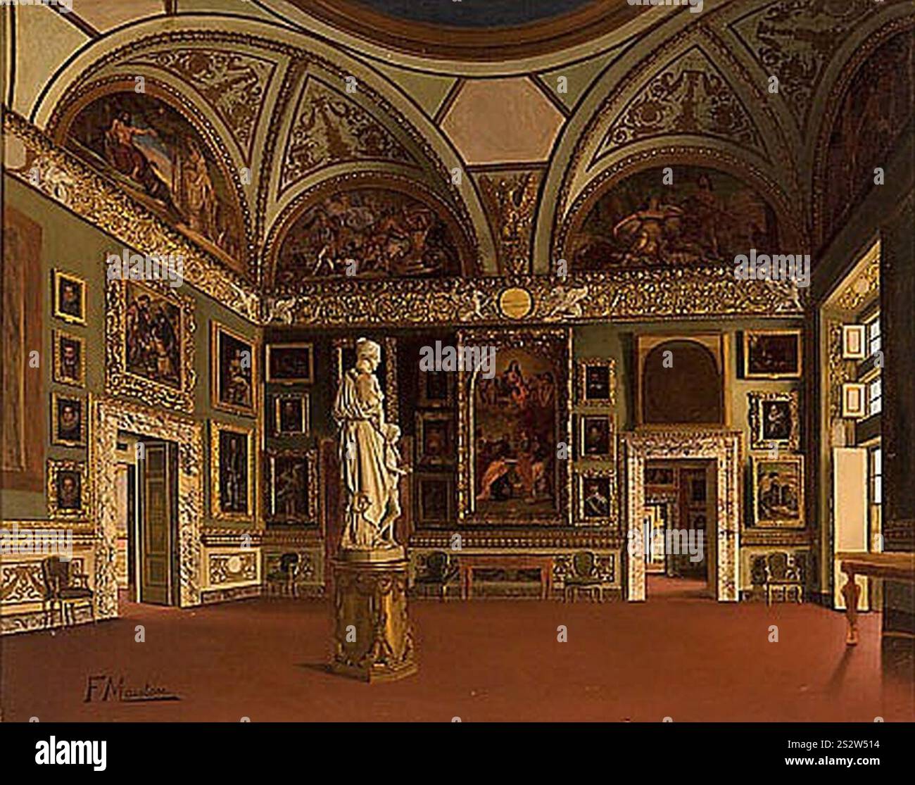 Francesco Maestosi - Francesco Maestosi Italia 1822 - 1883 Interior del Palacio Pitti, Florencia Óleo erfahre lienzo Firmado 81x101 cm. Stockfoto