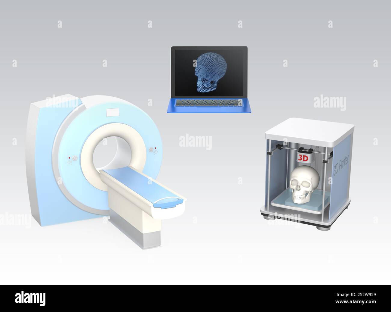 3D-Druckerausgabekonzept aus CT-Scandaten Stockfoto