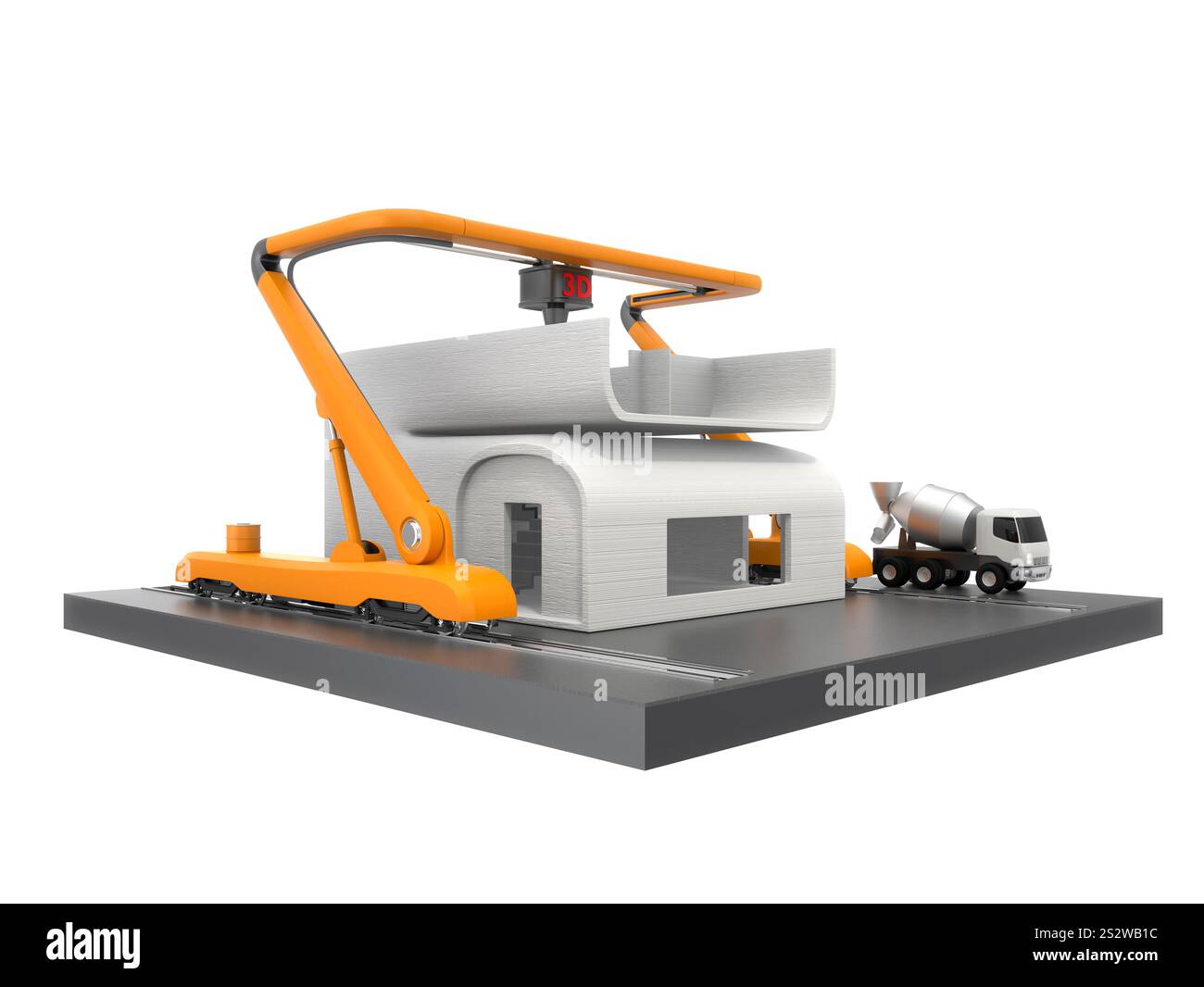 1D-Druckerkonzept für den Bau. Stockfoto