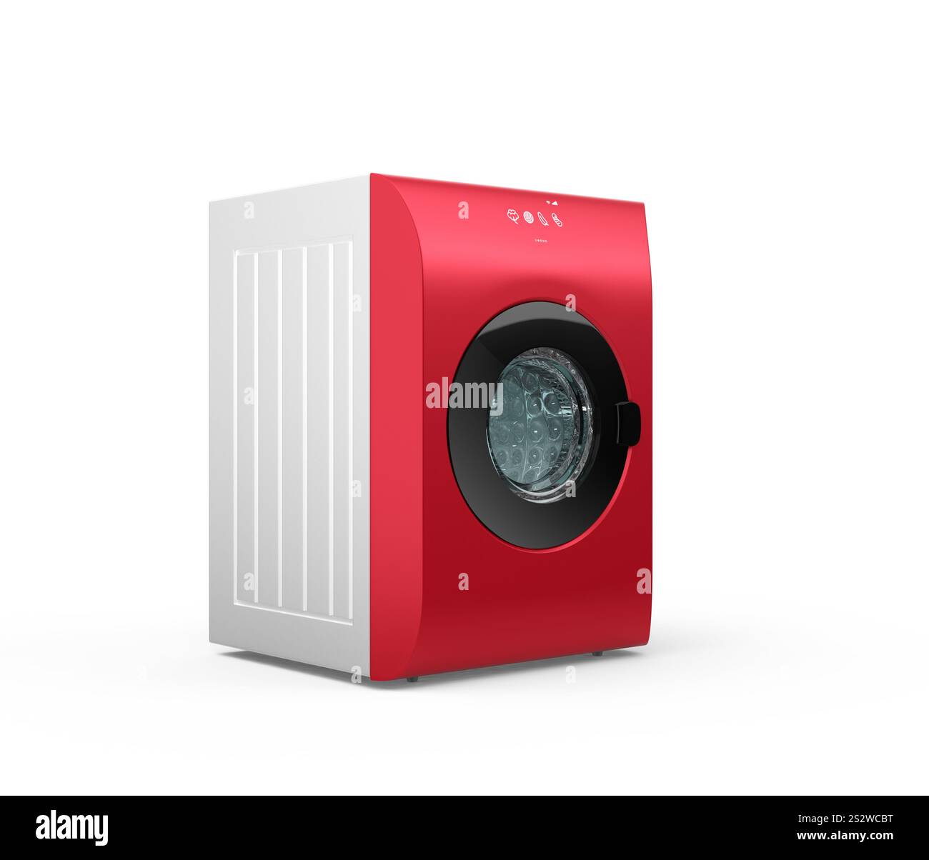 Rote Smart Waschmaschine mit Touchpanel Stockfoto