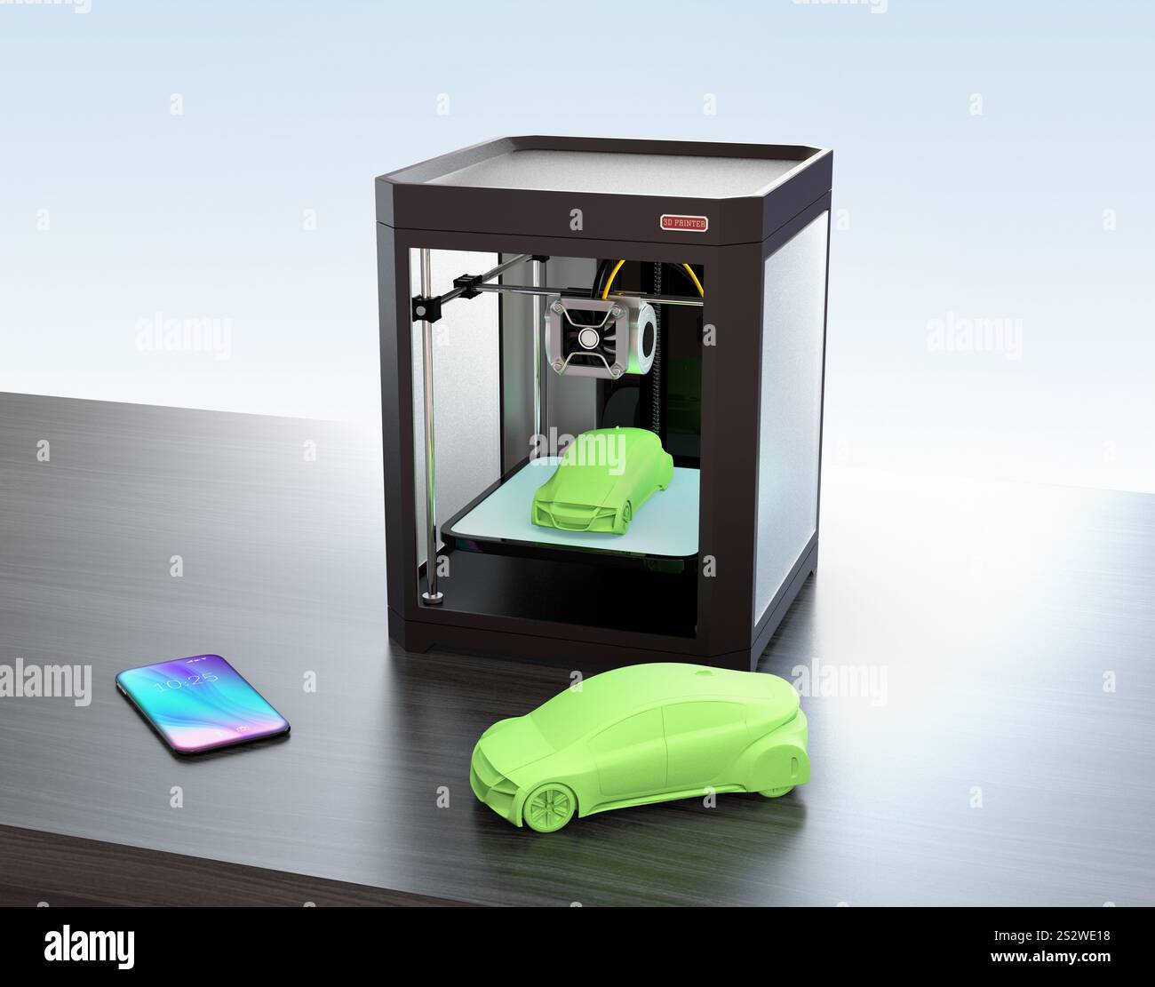 Smartphone und 3D-Drucker Stockfoto