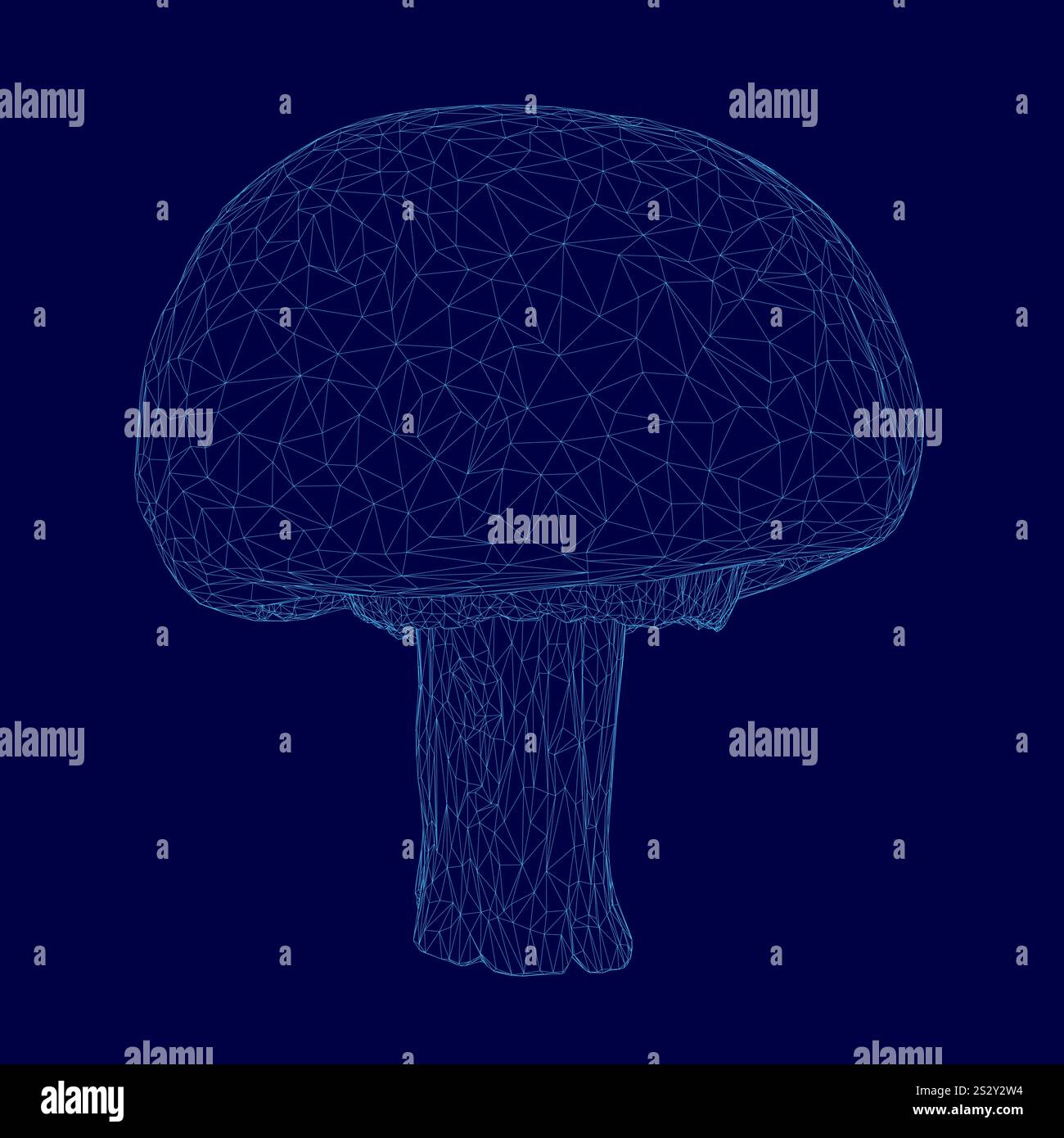 Ein blauer Pilz mit einem Stamm wird in einem computergenerierten Bild dargestellt. Das Bild hat eine futuristische und abstrakte Atmosphäre, wobei der Pilz wie b aussieht Stock Vektor
