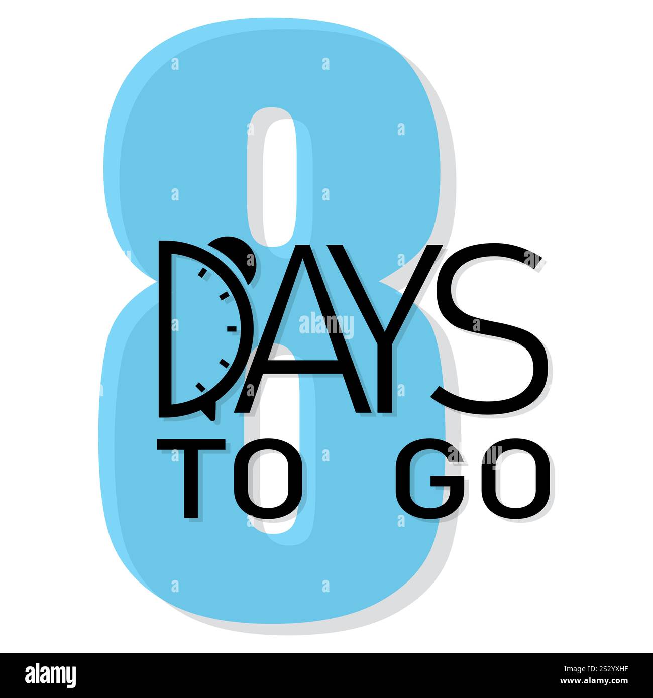 Text für Countdown-Timer. Auffälliges Design für acht Tage. Blauer 8-stelliger Fokus. Minimale numerische Meldung. Stock Vektor