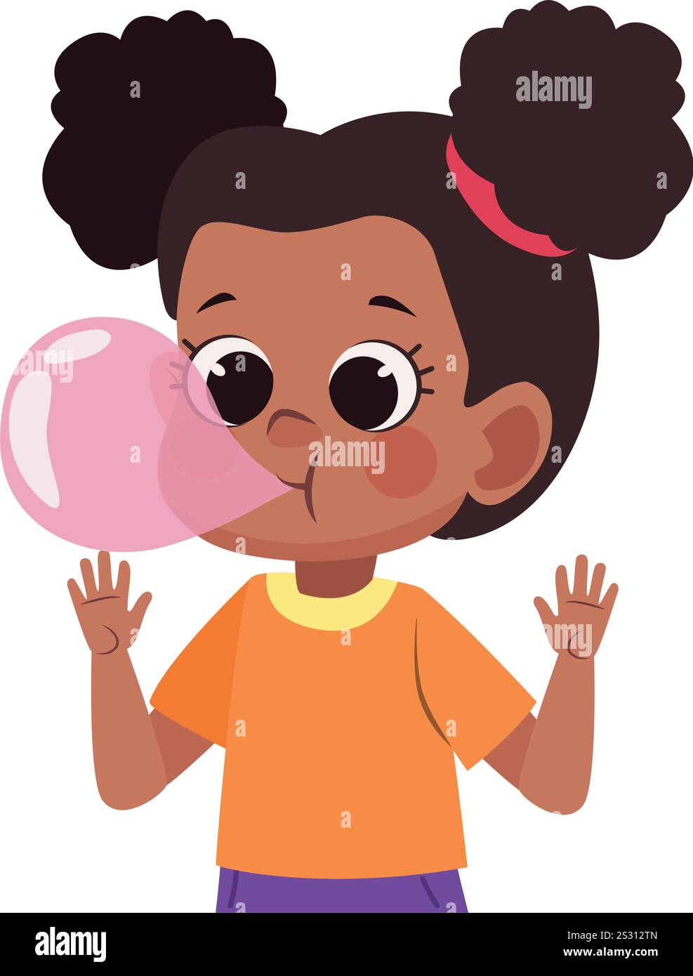 Karikaturmädchen Kaugummi kauen Stock Vektor